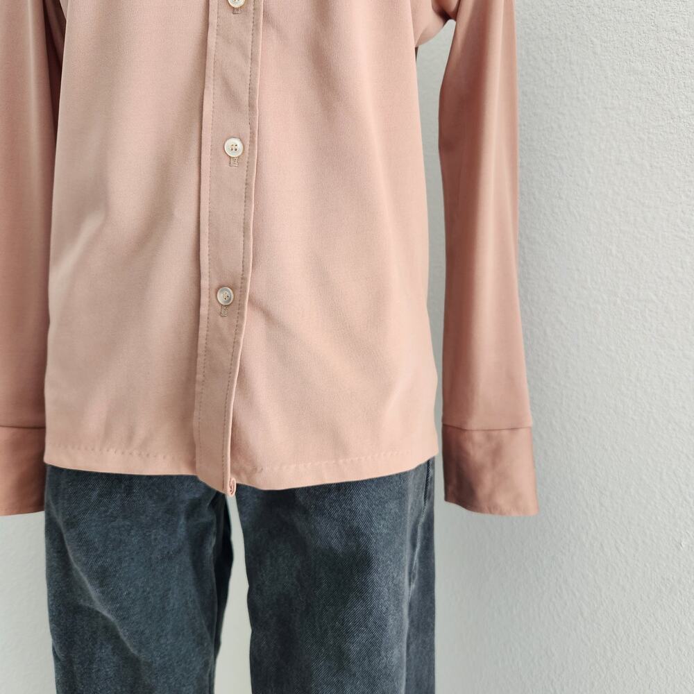 Vintage 70s City Slicks Tan Button Down Dagger Collared Blouse Long Sleeve S - Picture 4 of 8